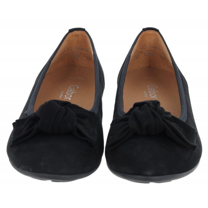 Gabor Picnic 52.462 flat shoes in black suede